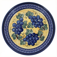 Polish Pottery Overhead Shot Grapes Pie Plate with Cobalt Trim