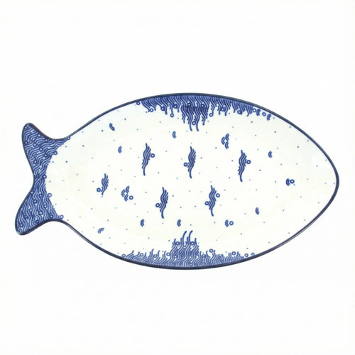 Polish Pottery Overhead Shot Oceana Large Fish Platter