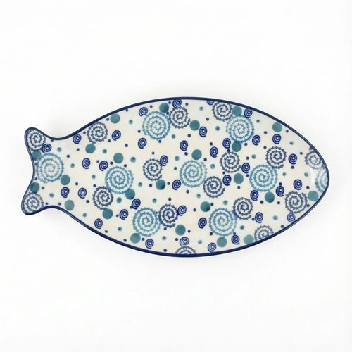 Polish Pottery Overhead Shot Bubbles Medium Fish Platter