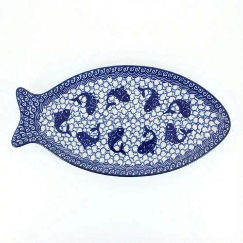 Polish Pottery Overhead Shot Mosaic Beach Medium Fish Platter