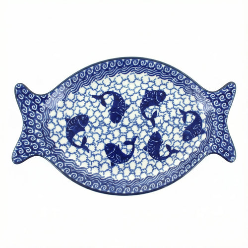 Polish Pottery Overhead Shot Mosaic Beach Small Fish Platter