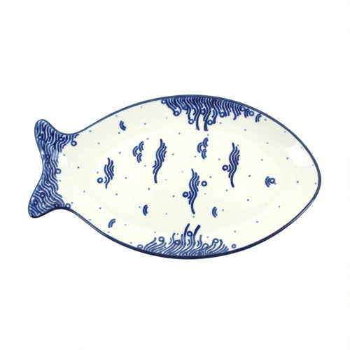 Polish Pottery Overhead Shot Oceana Small Fish Platter