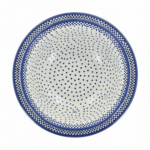 Polish Pottery Overhead Shot Small Dots Berry Bowl With Plate