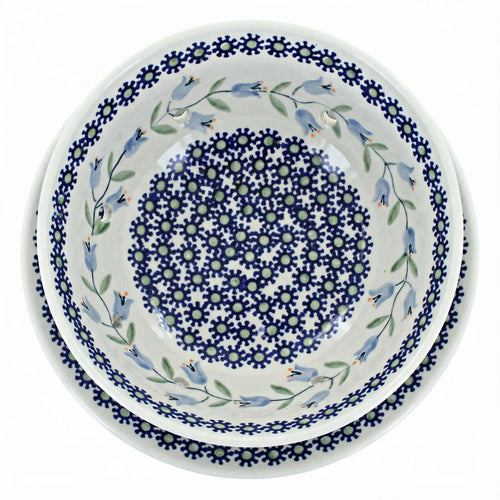 Polish Pottery Overhead Shot Tulip Berry Bowl With Plate