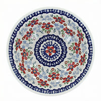 Polish Pottery Overhead Shot Red Poppy Berry Bowl With Plate