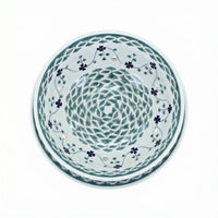 Polish Pottery Overhead Shot Sage Floral Berry Bowl with Plate
