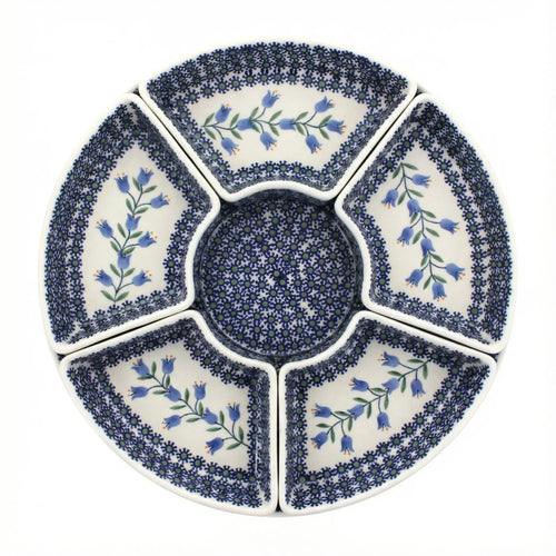 Polish Pottery Overhead Shot Tulip Tray with 4 Plates