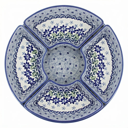 Polish Pottery Overhead Shot Hallsey Tray with 4 Plates