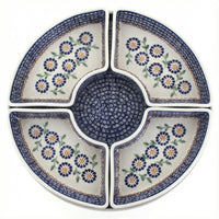 Polish Pottery Overhead Shot Peach Blossom Tray with 4 Plates