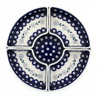 Polish Pottery Overhead Shot Blue Violet Tray with 4 Plates