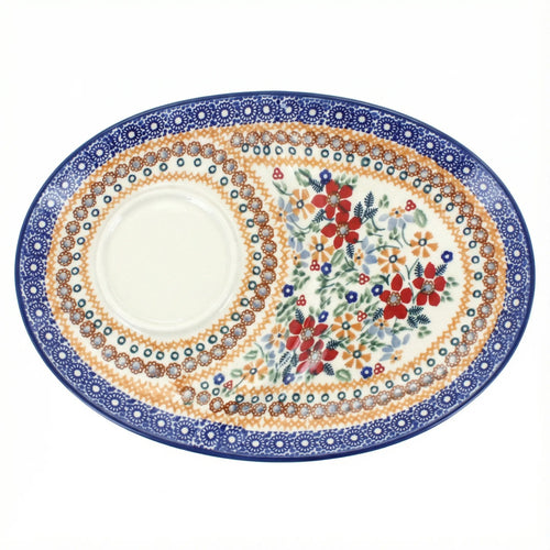 Polish Pottery Overhead Shot Red Daisy Breakfast Plate