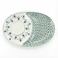 Polish Pottery Overhead Shot Sage Floral Breakfast Plate