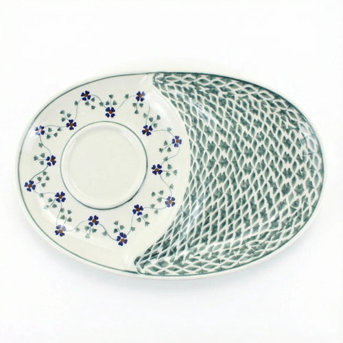 Polish Pottery Overhead Shot Sage Floral Breakfast Plate