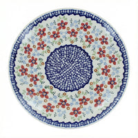 Polish Pottery Overhead Shot Red Poppy Pedestal Cake Plate