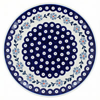 Polish Pottery Overhead Shot Blue Violet Pedestal Cake Plate