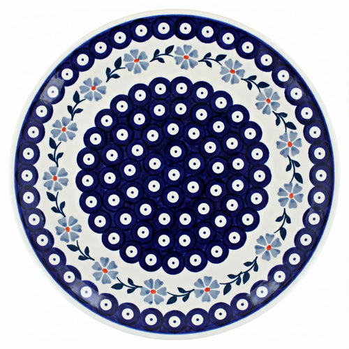 Polish Pottery Overhead Shot Blue Violet Pedestal Cake Plate