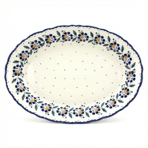 Polish Pottery Overhead Shot Sunflower Large Oval Serving Platter