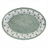 Polish Pottery Overhead Shot Sage Floral Large Oval Serving Platter