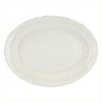 Polish Pottery Overhead Shot White Lace Large Oval Serving Platter