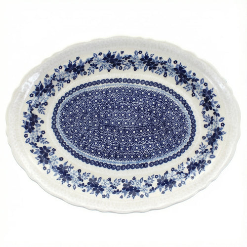 Polish Pottery Overhead Shot Elizabeth Large Oval Serving Platter
