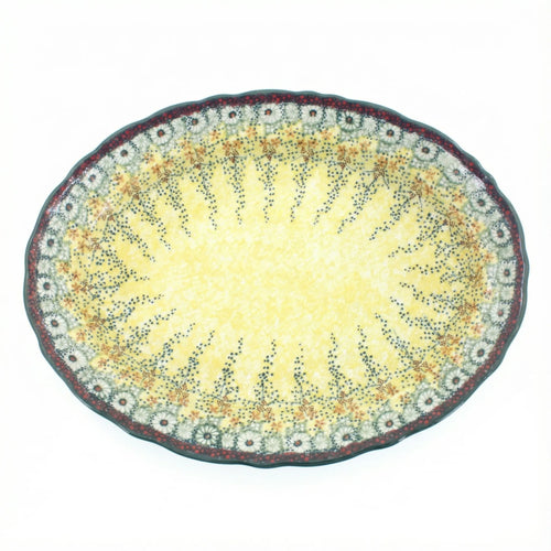 Polish Pottery Overhead Shot Sunshine Grotto Large Oval Serving Platter