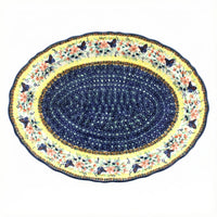 Polish Pottery Overhead Shot Blue Butterfly Large Oval Serving Platter
