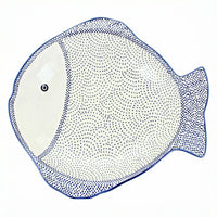 Polish Pottery Overhead Shot Small Dots Large Fish Platter