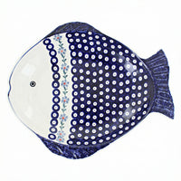 Polish Pottery Overhead Shot Blue Violet Large Fish Platter