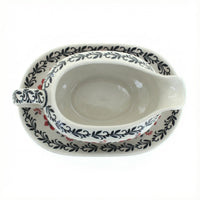 Polish Pottery Overhead Shot Scarlett Ivy Gravy Boat & Plate