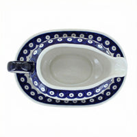 Polish Pottery Overhead Shot Blue Violet Gravy Boat & Plate