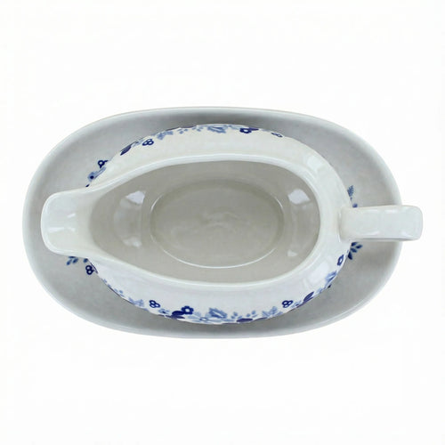 Polish Pottery Overhead Shot Christiana Gravy Boat & Plate