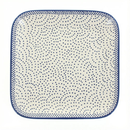 Polish Pottery Overhead Shot Small Dots Square Lunch Plate