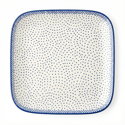 Polish Pottery Overhead Shot Small Dots Large Square Plate