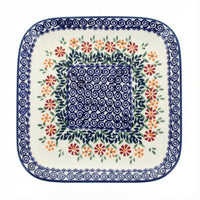 Polish Pottery Overhead Shot Garden Bouquet Large Square Plate