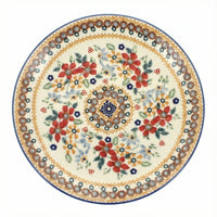 Polish Pottery Overhead Shot Red Daisy Lunch Plate