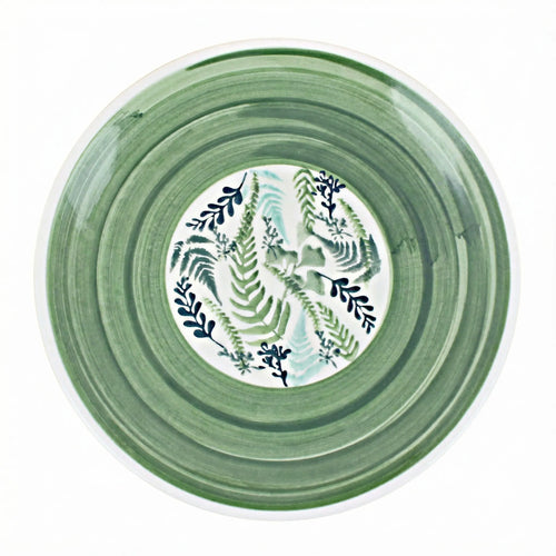 Polish Pottery Overhead Shot Floating Fern Lunch Plate