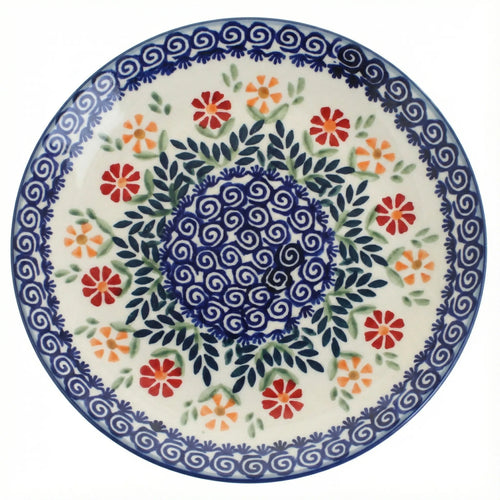 Polish Pottery Overhead Shot Garden Bouquet Lunch Plate