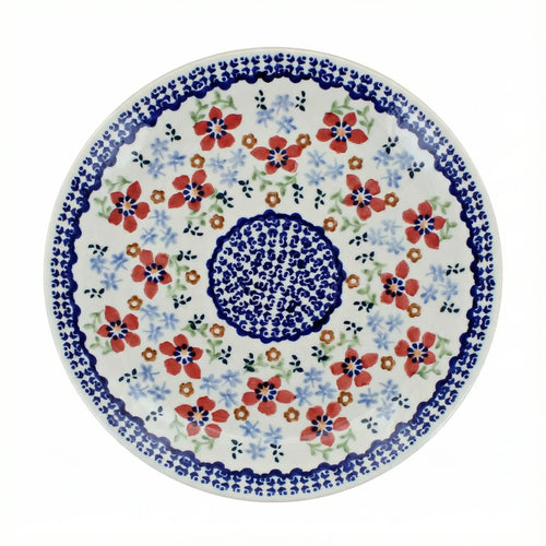 Polish Pottery Overhead Shot Red Poppy Lunch Plate