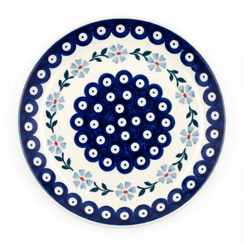 Polish Pottery Overhead Shot Blue Violet Lunch Plate