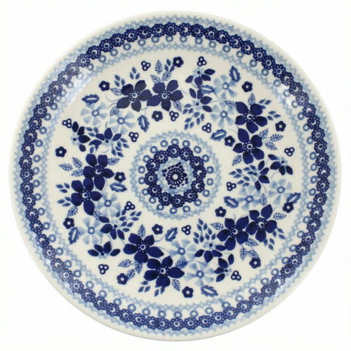 Polish Pottery Overhead Shot Vintage Blue Daisy Lunch Plate