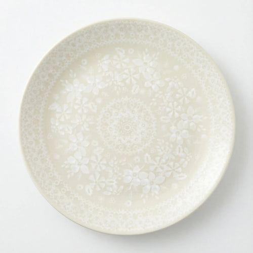 Polish Pottery Overhead Shot White Lace Lunch Plate