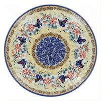 Polish Pottery Overhead Shot Blue Butterfly Lunch Plate