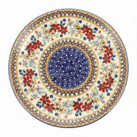 Polish Pottery Overhead Shot Red Daisy Large Dinner Plate