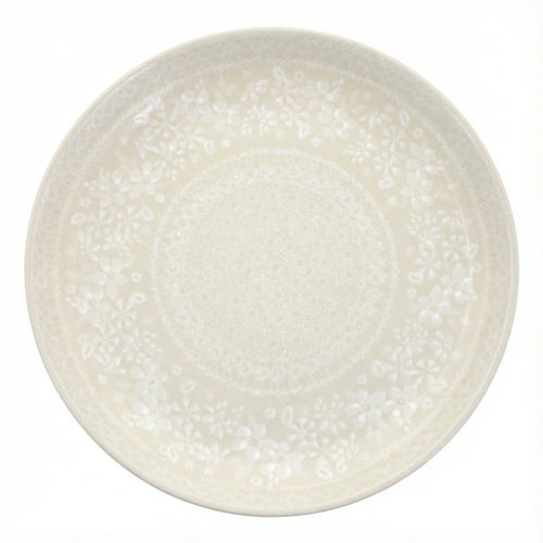 Polish Pottery Overhead Shot White Lace Large Dinner Plate