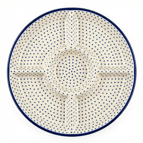 Polish Pottery Overhead Shot Small Dots Chip & Dip Plate