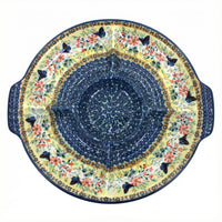 Polish Pottery Overhead Shot Blue Butterfly Chip & Dip Plate