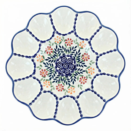 Polish Pottery Overhead Shot Garden Bouquet Egg Plate