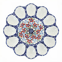 Polish Pottery Overhead Shot Red Poppy Egg Plate