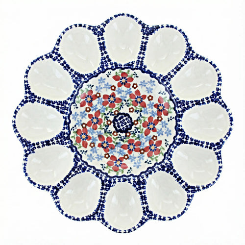 Polish Pottery Overhead Shot Red Poppy Egg Plate