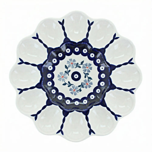 Polish Pottery Overhead Shot Blue Violet Egg Plate